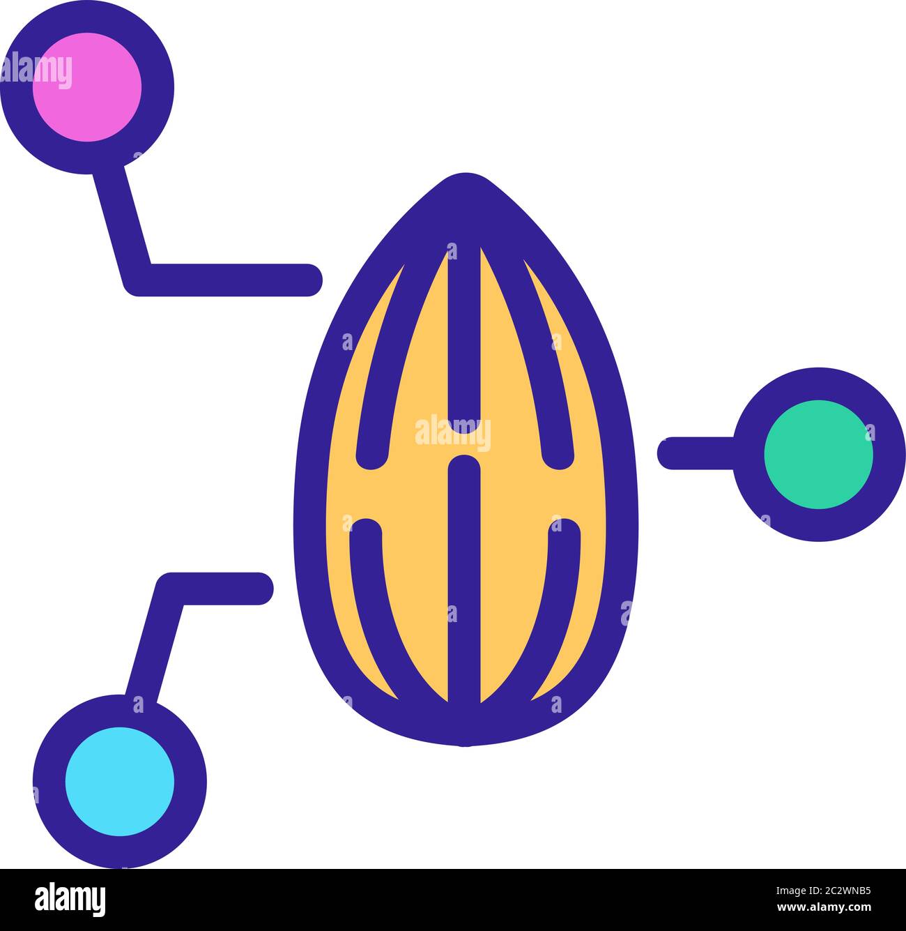 almond structure icon vector outline illustration Stock Vector Image ...