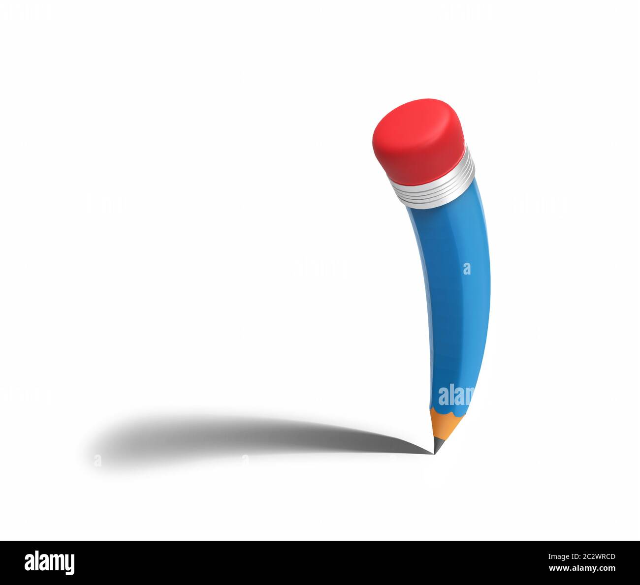 Blue pencil with shadow isolated on white background Stock Photo - Alamy