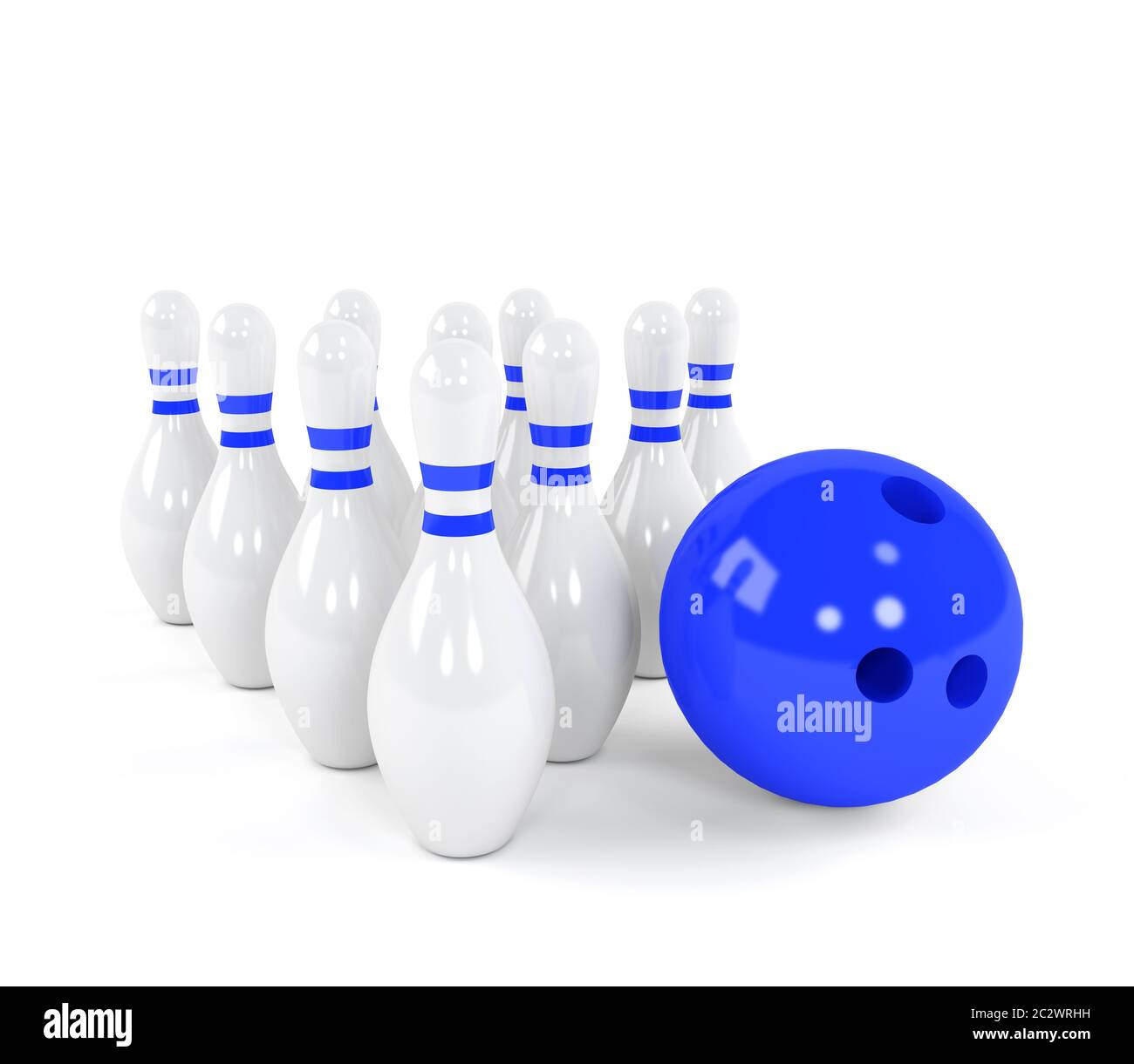 Blue bowling ball with the white skittles Stock Photo Alamy