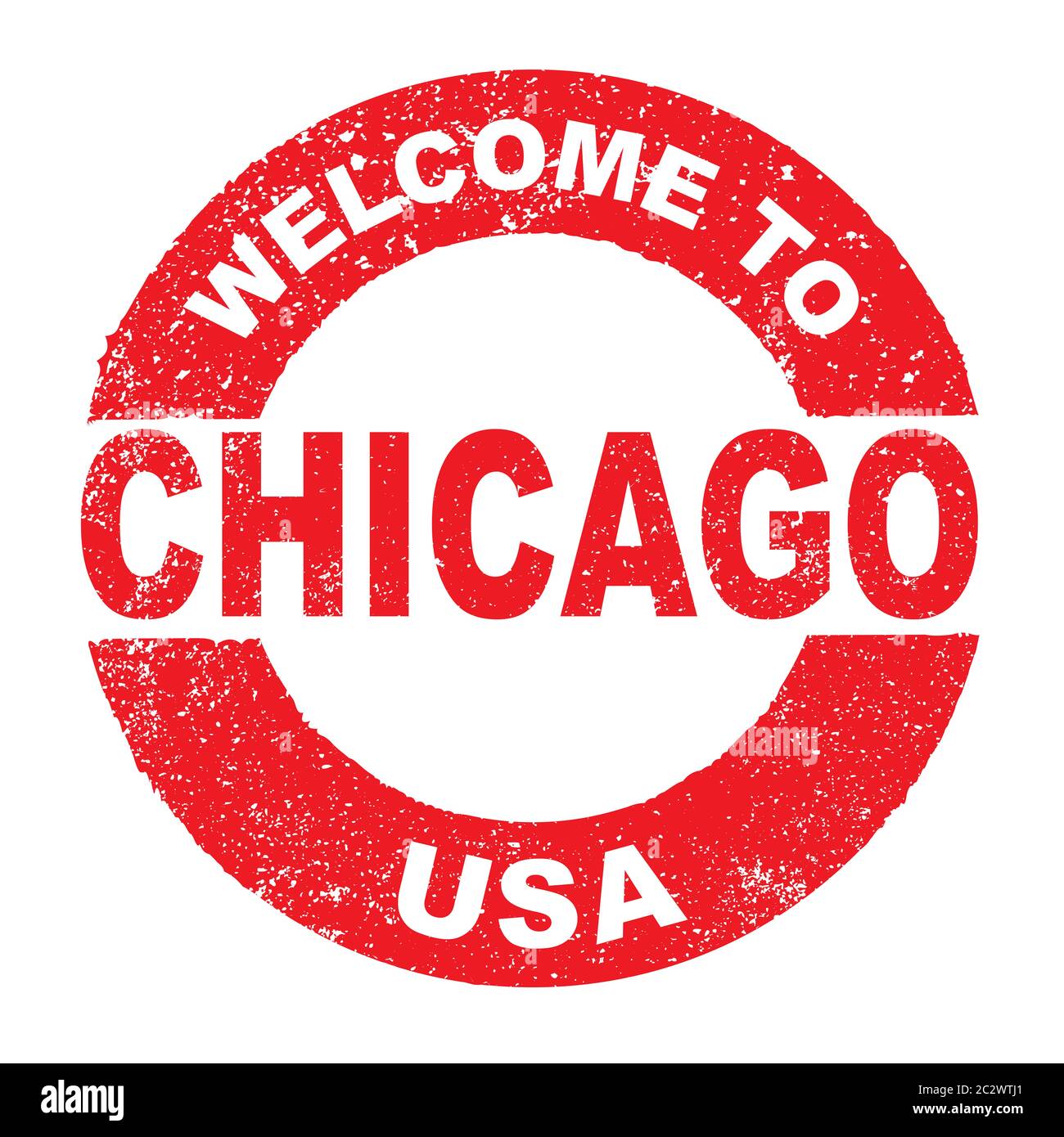 A grunge rubber ink stamp with the text Welcome To Chicago USA over a white background Stock Photo