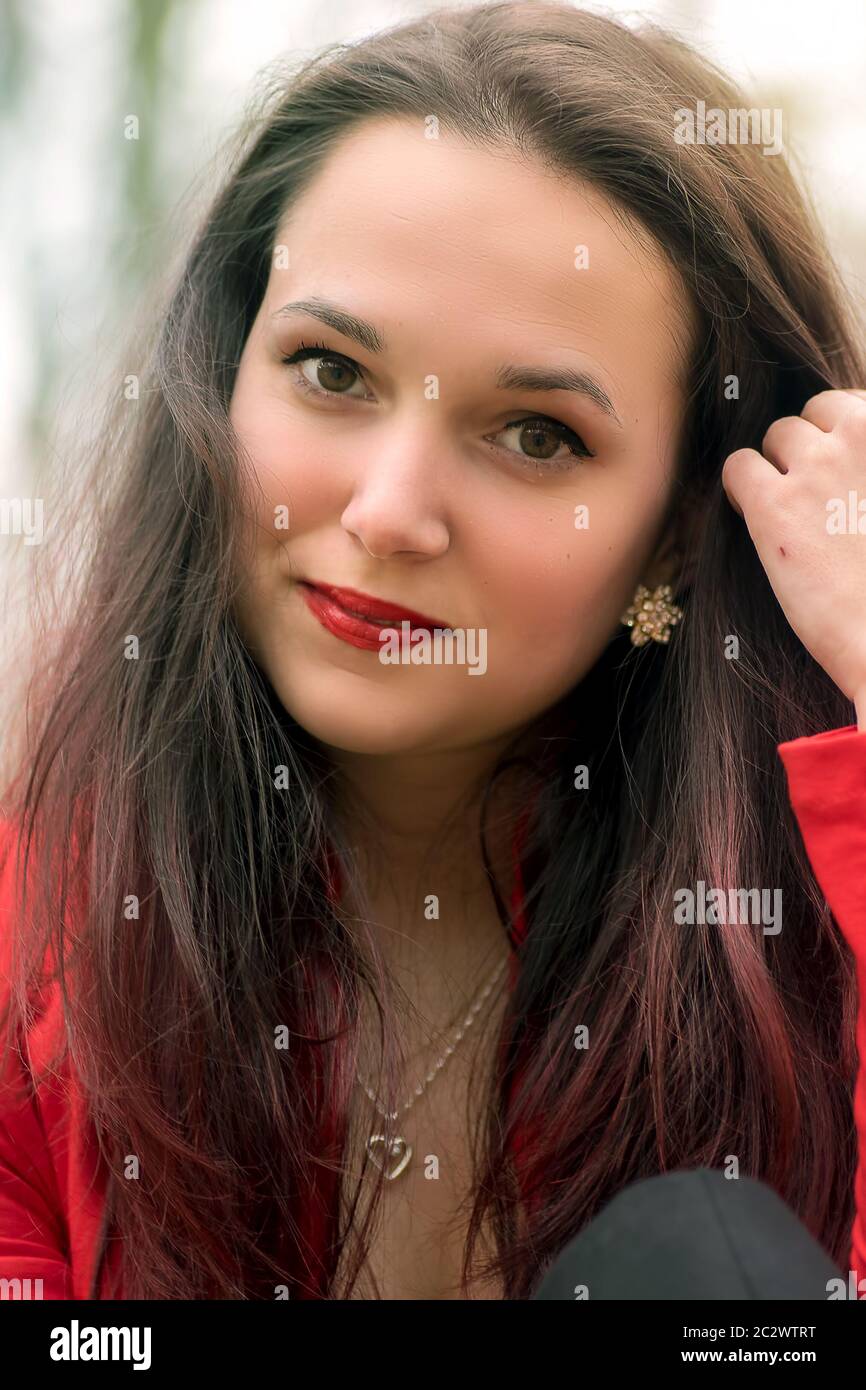 Closeup portrait of a young pretty woman Stock Photo - Alamy
