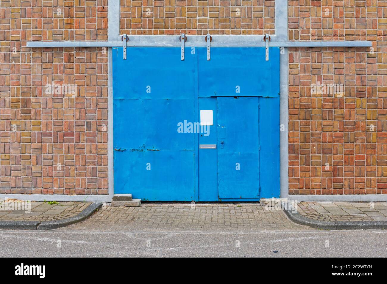 Big Blue Sliding Doors at Warehouse Building Stock Photo Alamy