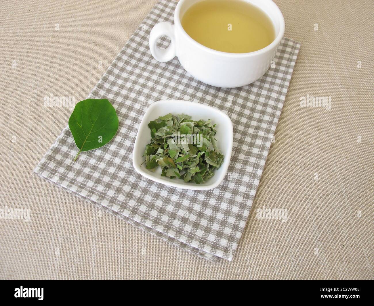 Quince leaf tea, tea with dried quince leaves Stock Photo Alamy