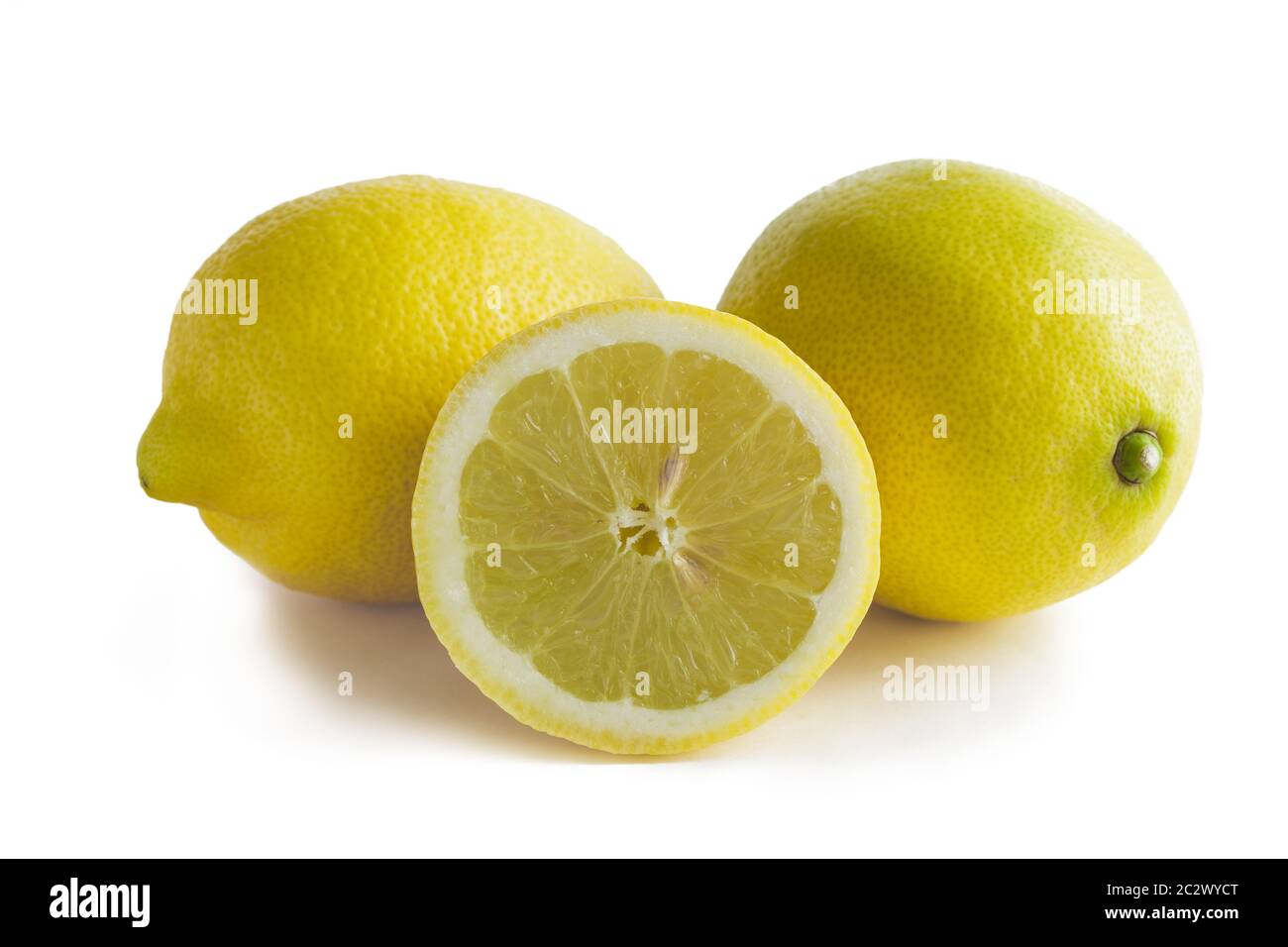 Ripe lemons isolated on white background Stock Photo - Alamy