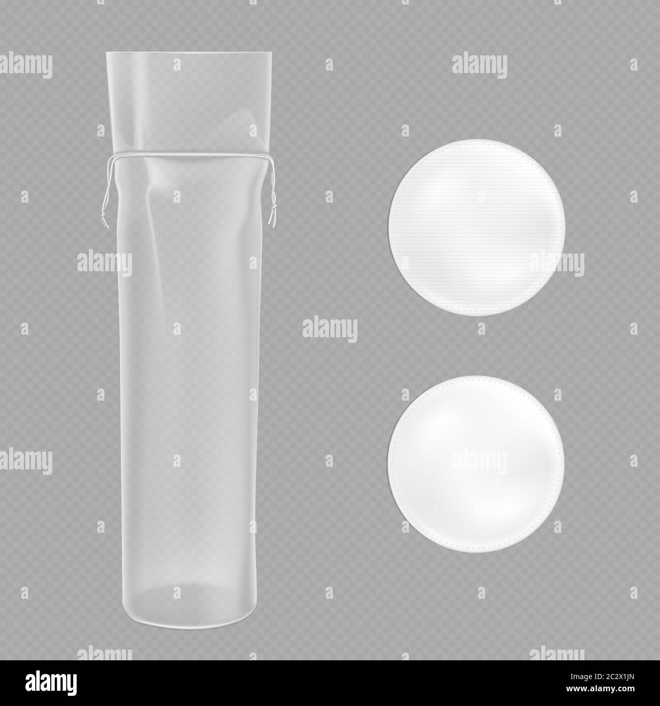 Download White Cotton Pads And Clear Package Isolated On Transparent Background Vector Realistic Mockup Of Plastic Pack And Cosmetic Round Napkin For Makeup A Stock Vector Image Art Alamy