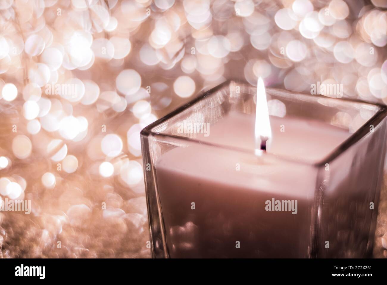Chocolate aromatic candle on Christmas and New Years glitter background,  Valentines Day luxury home decor and holiday season bra Stock Photo - Alamy