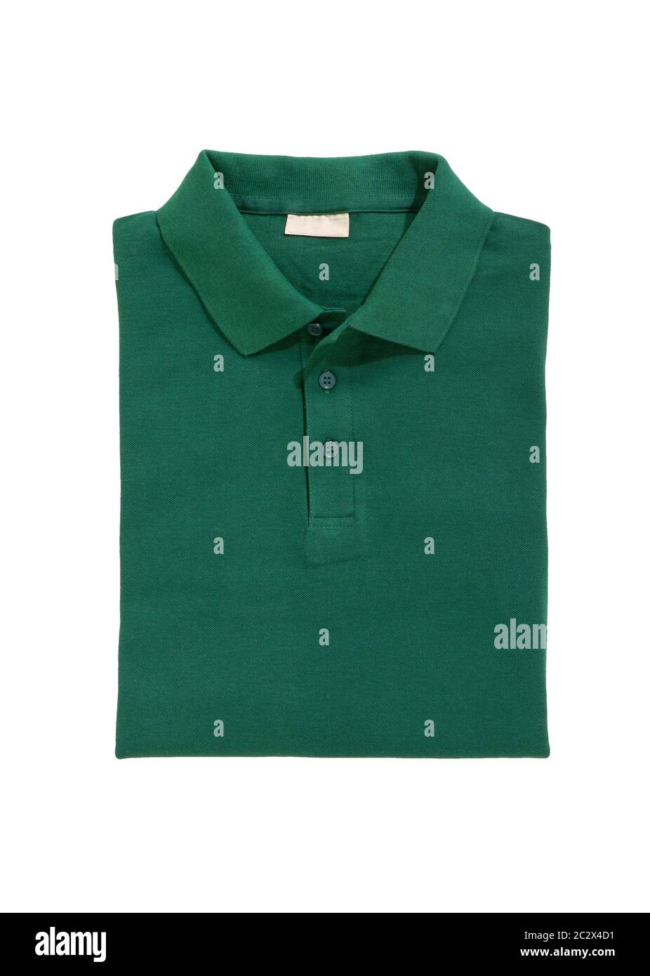 folded polo shirt green isolated on white background Stock Photo