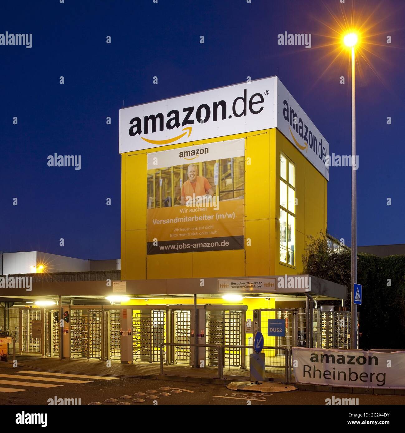 Amazon Logistics Center, twilight, Rheinberg, North Rhine-Westphalia, Germany, Europe Stock Photo