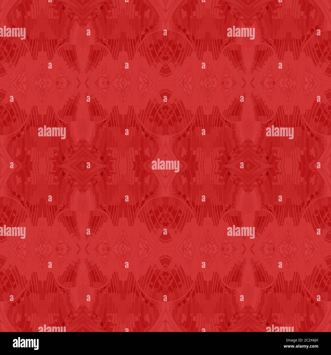 Regular ornate seamless ellipses and diamond pattern red single color Stock Photo