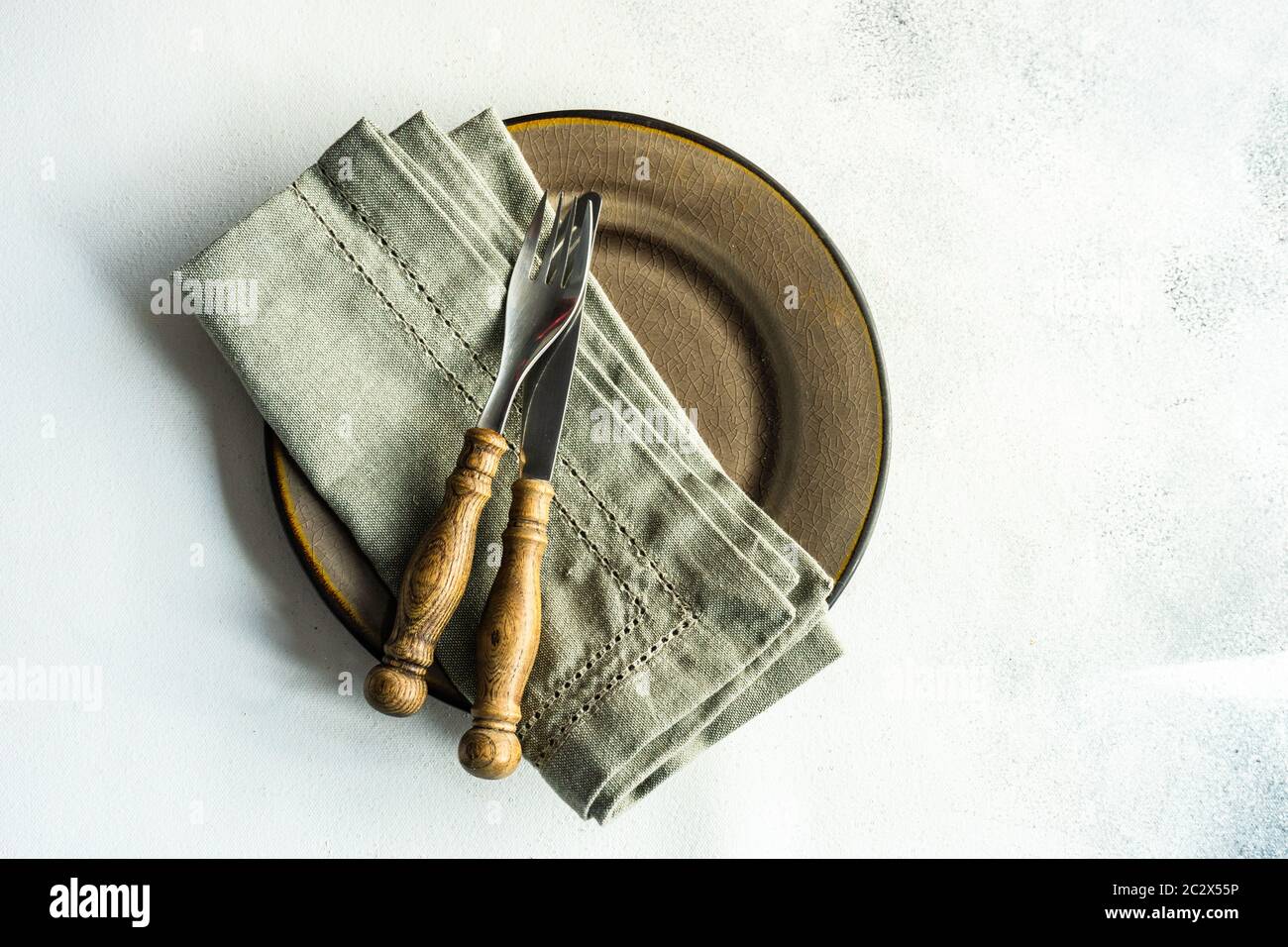 Rustic table setting Stock Photo