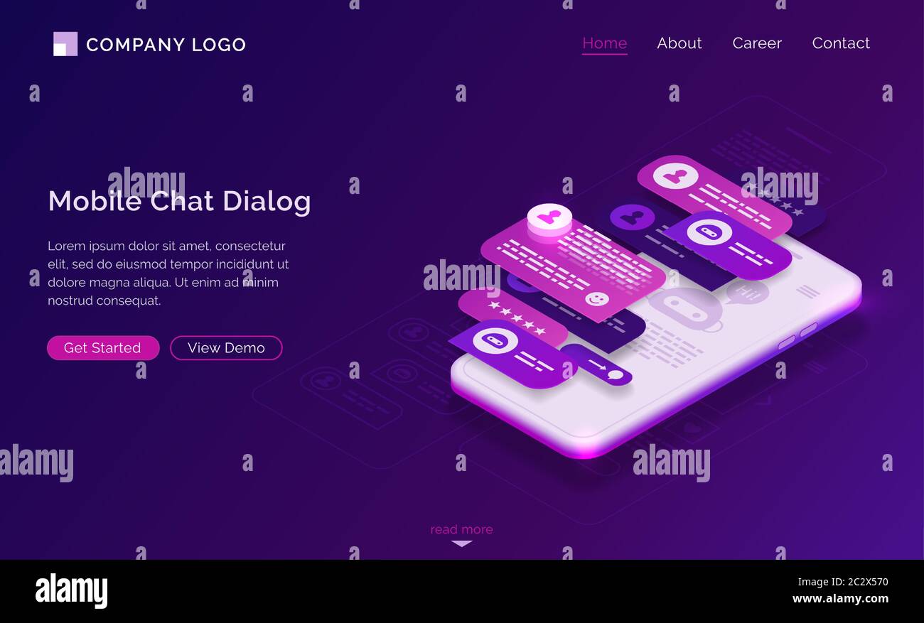 Mobile chat dialog application interface. UI UX design of messenger app ...