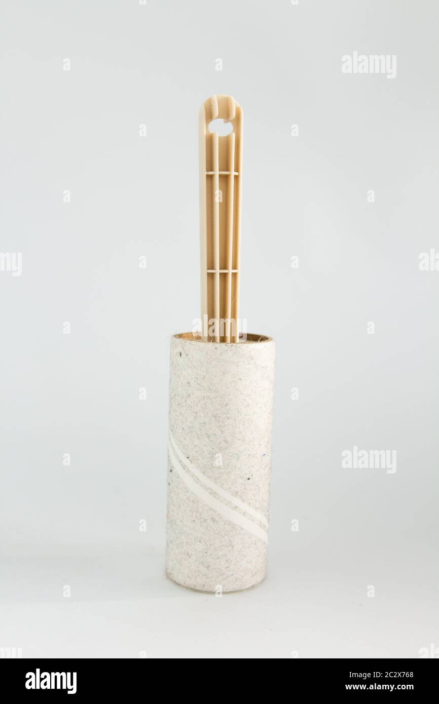 roller for cleaning clothes on white background Stock Photo