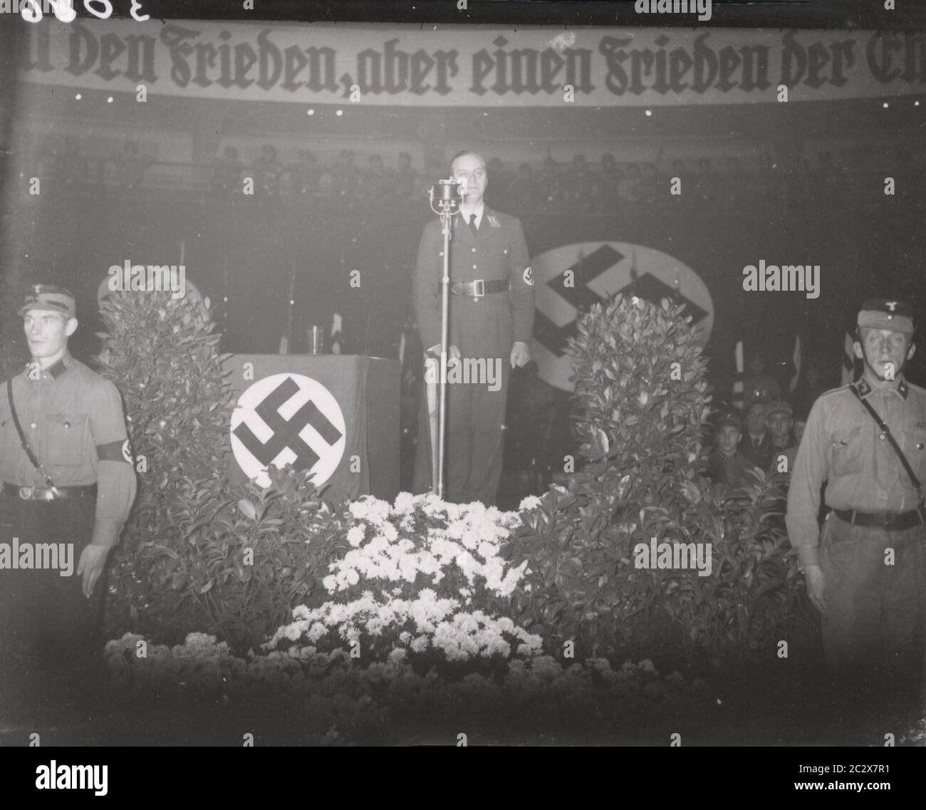 Rally with Alfred Rosenberg, Rosenberg speaks Heinrich Hoffmann Photographs 1933 Adolf Hitler's official photographer, and a Nazi politician and publisher, who was a member of Hitler's intimate circle. Stock Photo