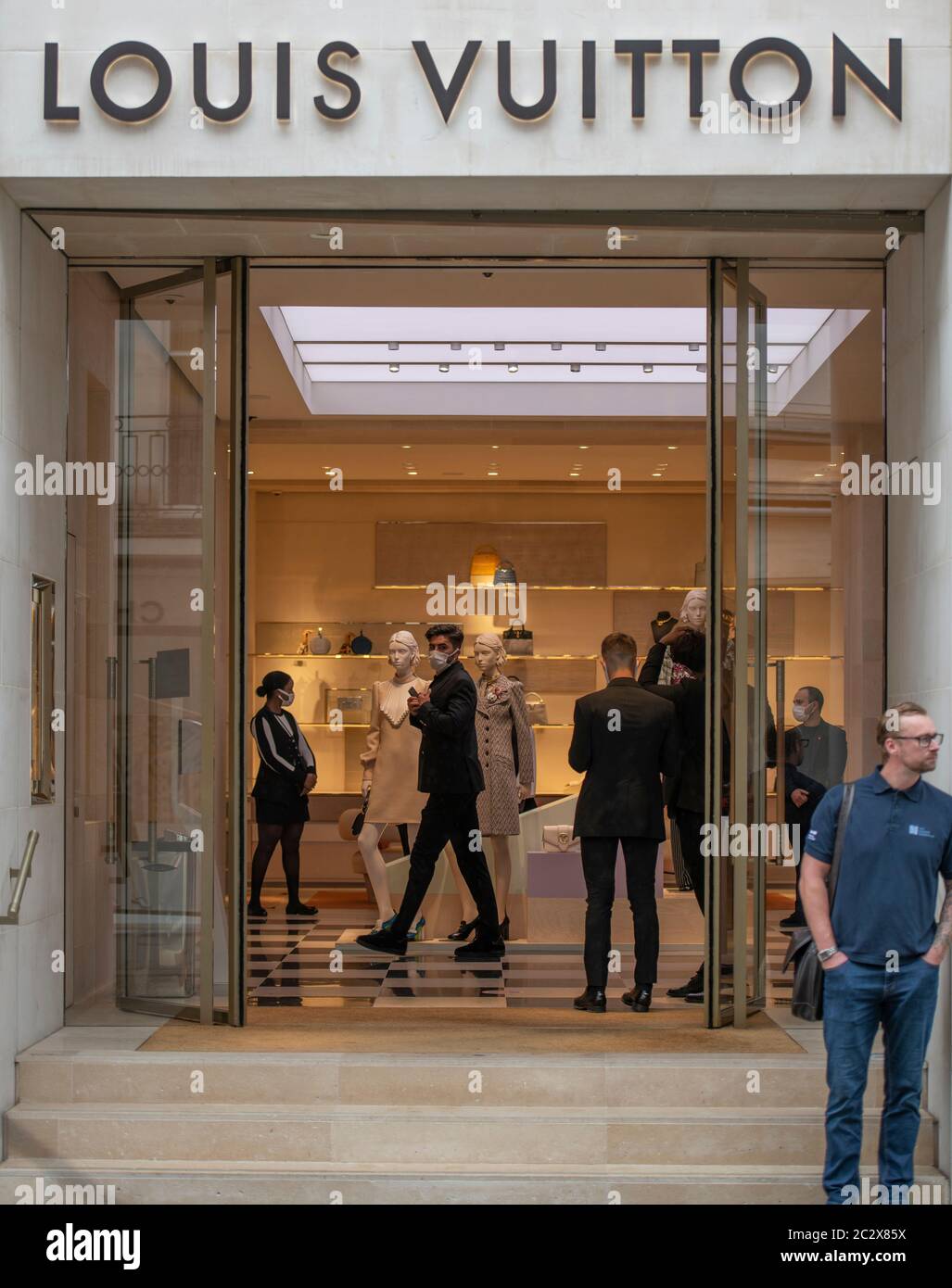 Geneva, Switzerland, March 2020: Louis Vuitton window store with