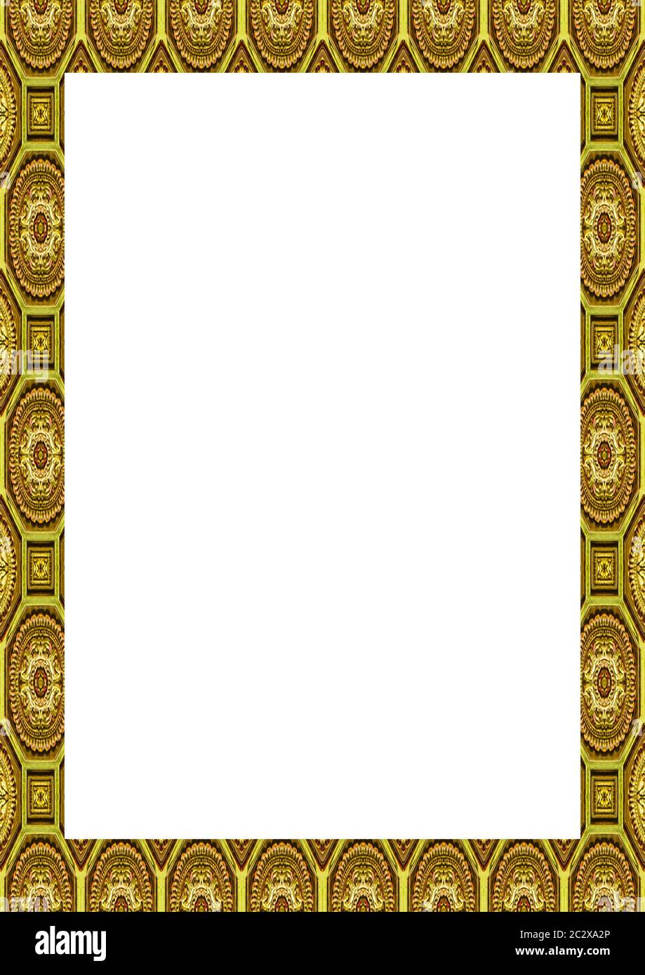 White Frame with Decorated Borders Stock Photo