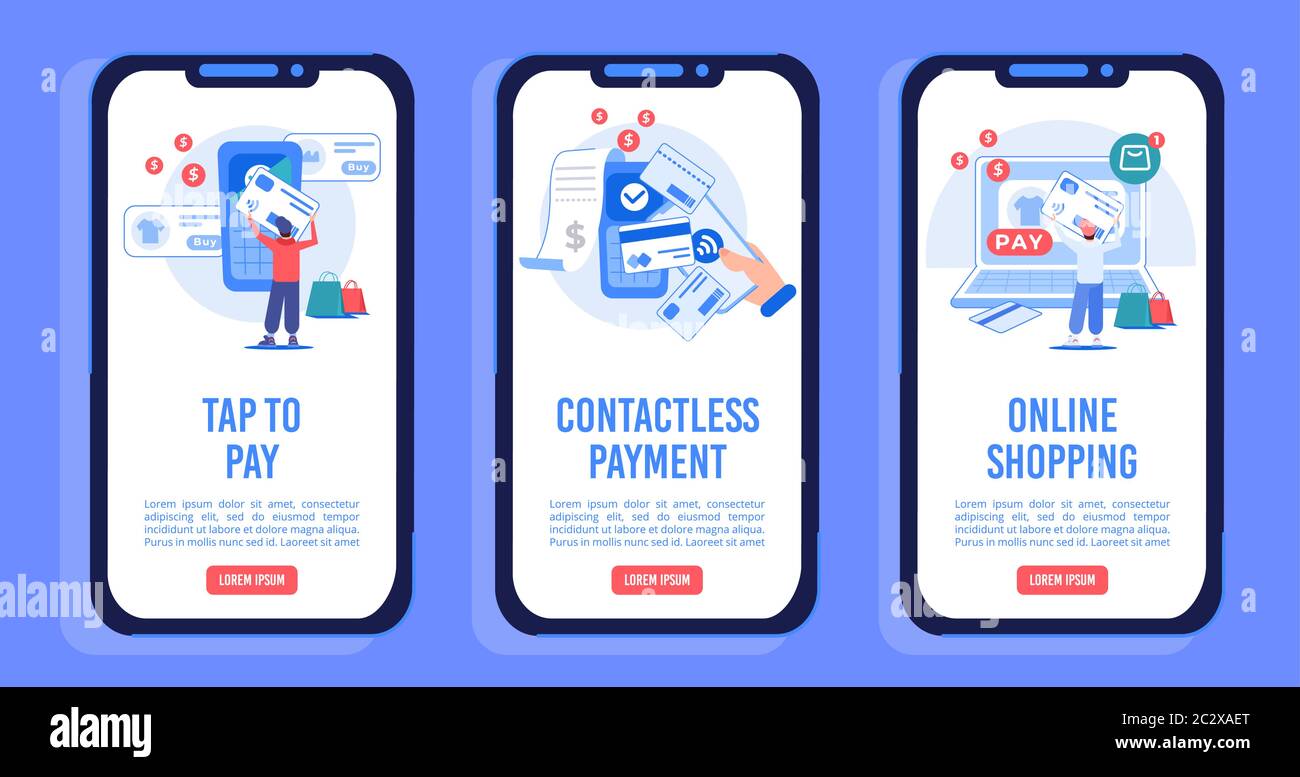 Online shopping onboard mobile screen page set Stock Vector Image & Art ...