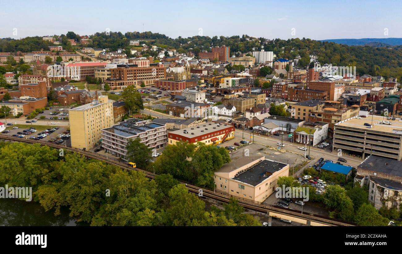 West Virginia is situated on a steep hill above the