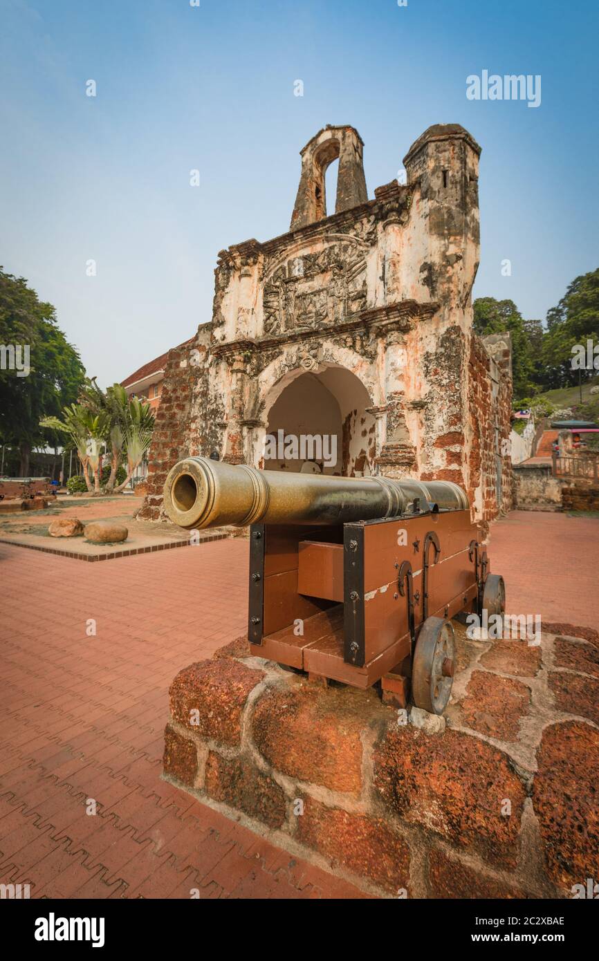 Surviving gate of the A Famosa Portuguese fort in Malacca, Malaysia Stock Photo