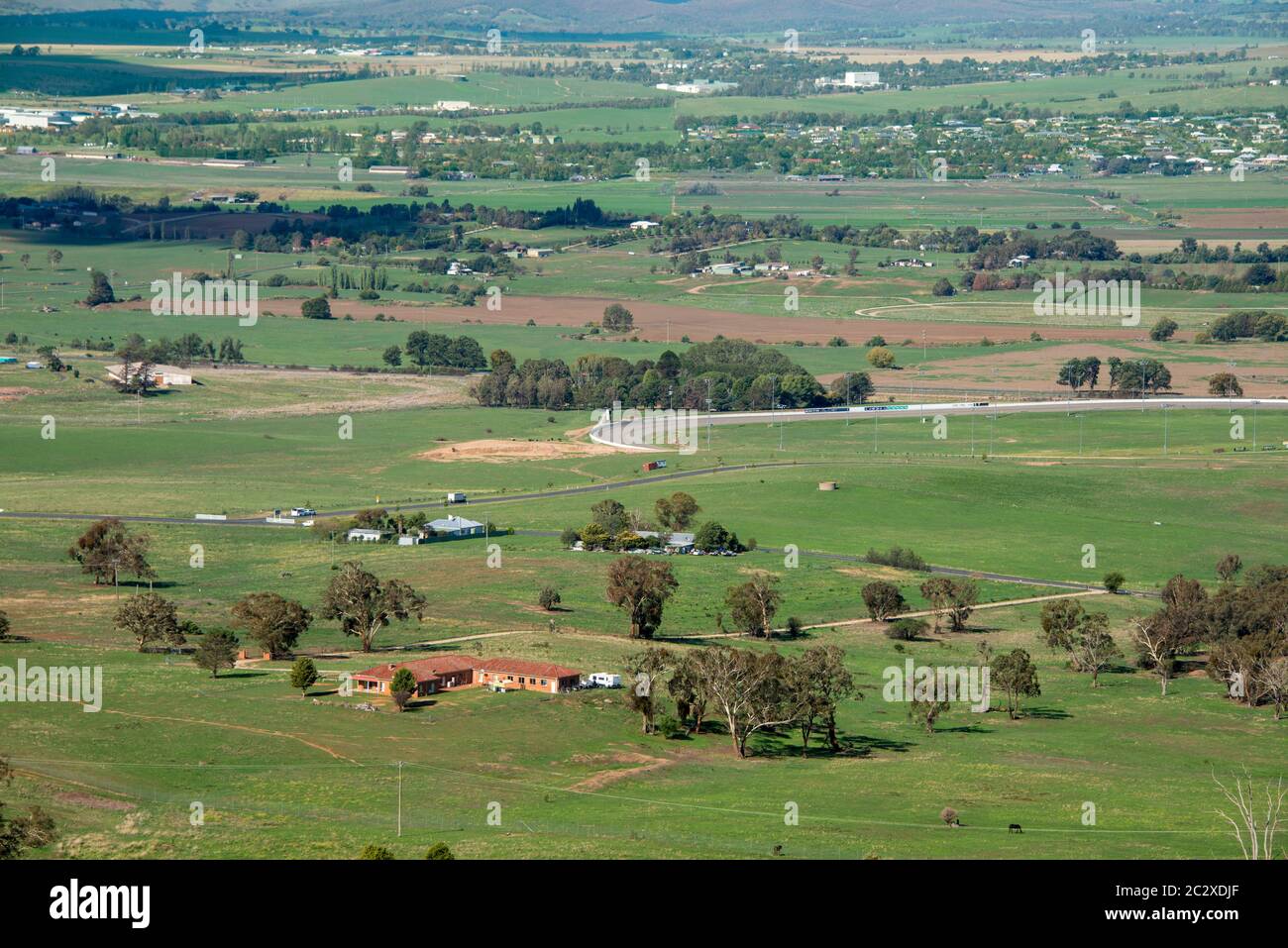 View from Mount Panorama  rural countryside car circuit  Bathurst  NSW Australia Stock Photo