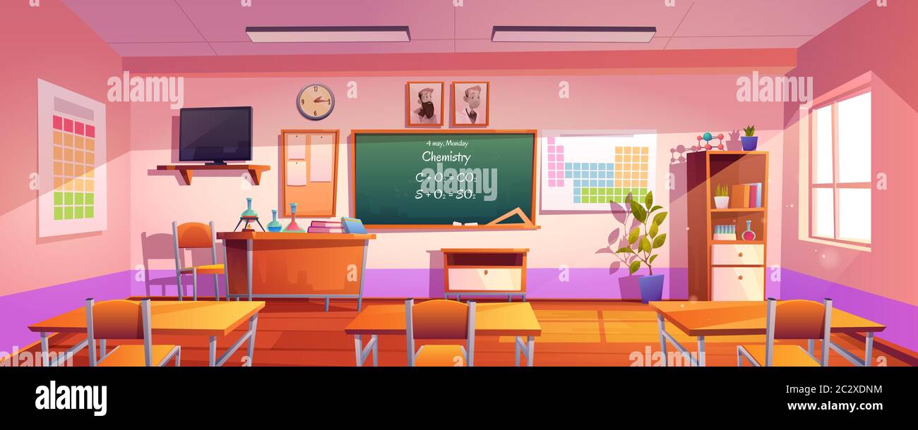 Anime classroom background illustration