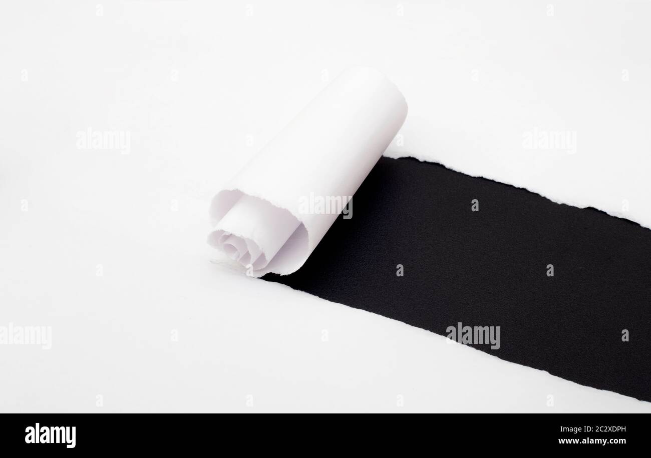 Paper Ripped Shiny white paper roll ripped in the shape of a black shiny texture Stock ...