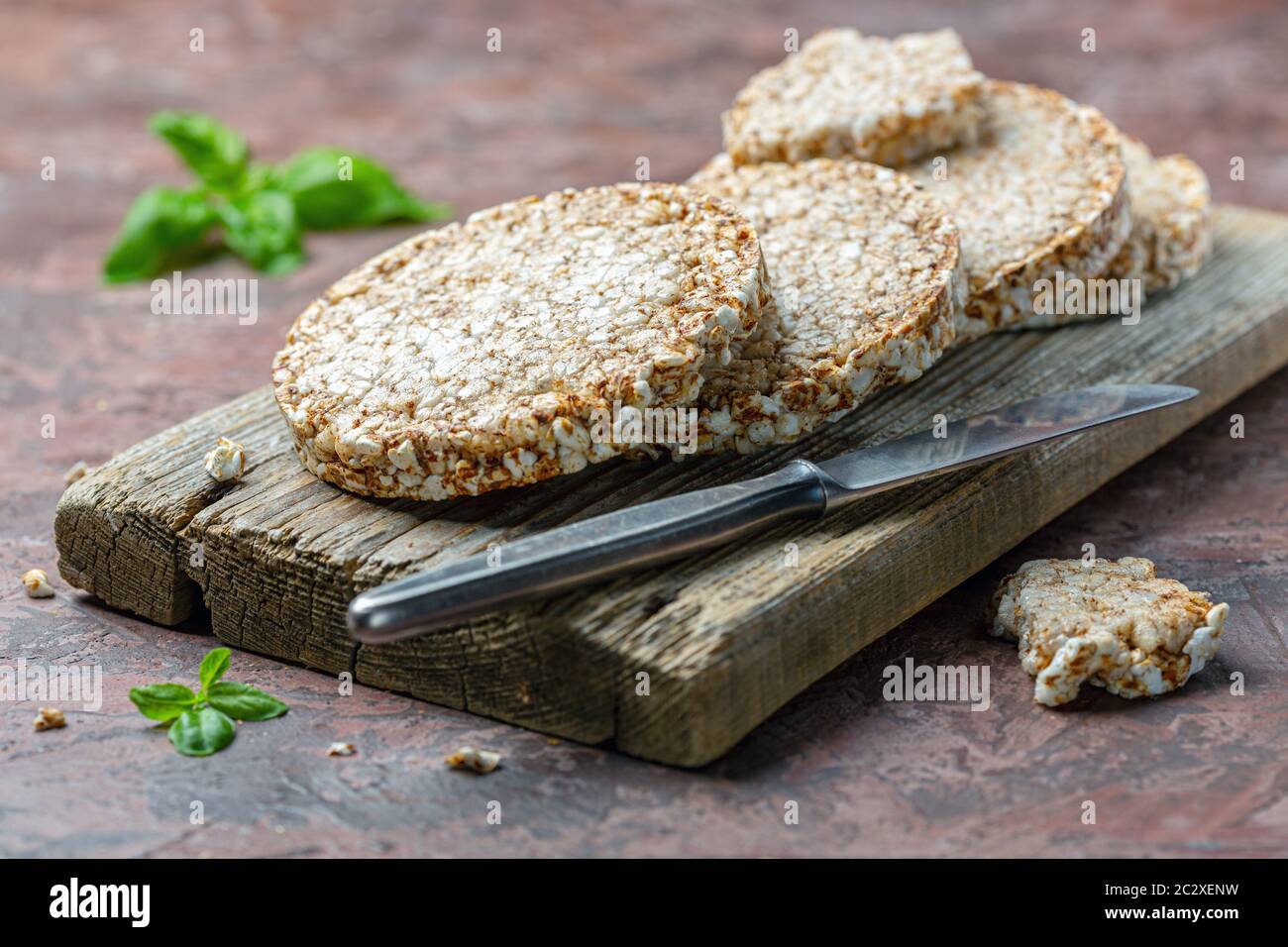 Puffed whole grain crispbread. Stock Photo