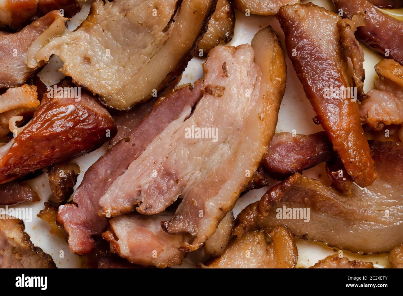 close up of rustic fatty bacon Stock Photo