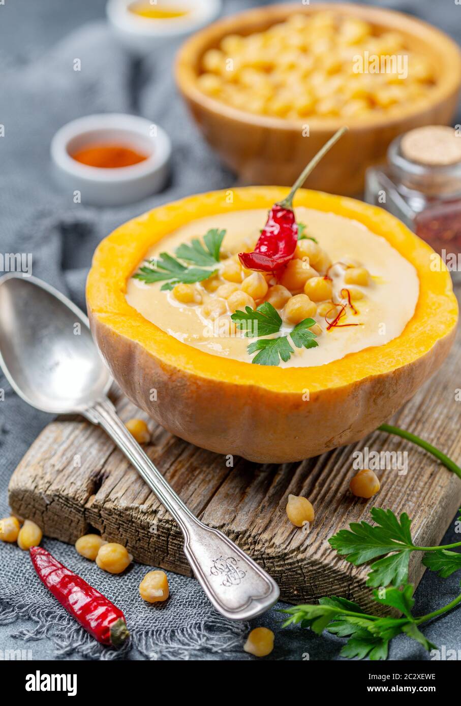 homemade-pumpkin-soup-with-chickpeas-stock-photo-alamy