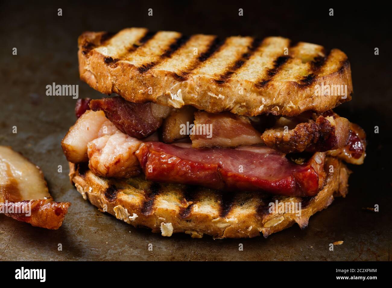 rustic english bacon butty sandwich Stock Photo Alamy