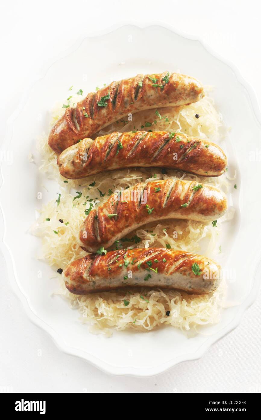 Bratwurst And Sauerkraut Stock Photo Alamy