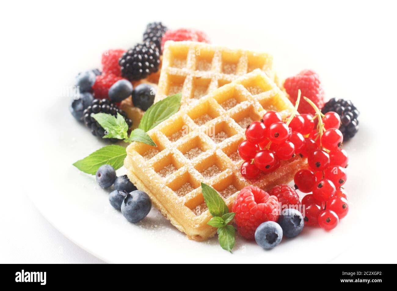 Waffles with Mixed Berries Stock Photo