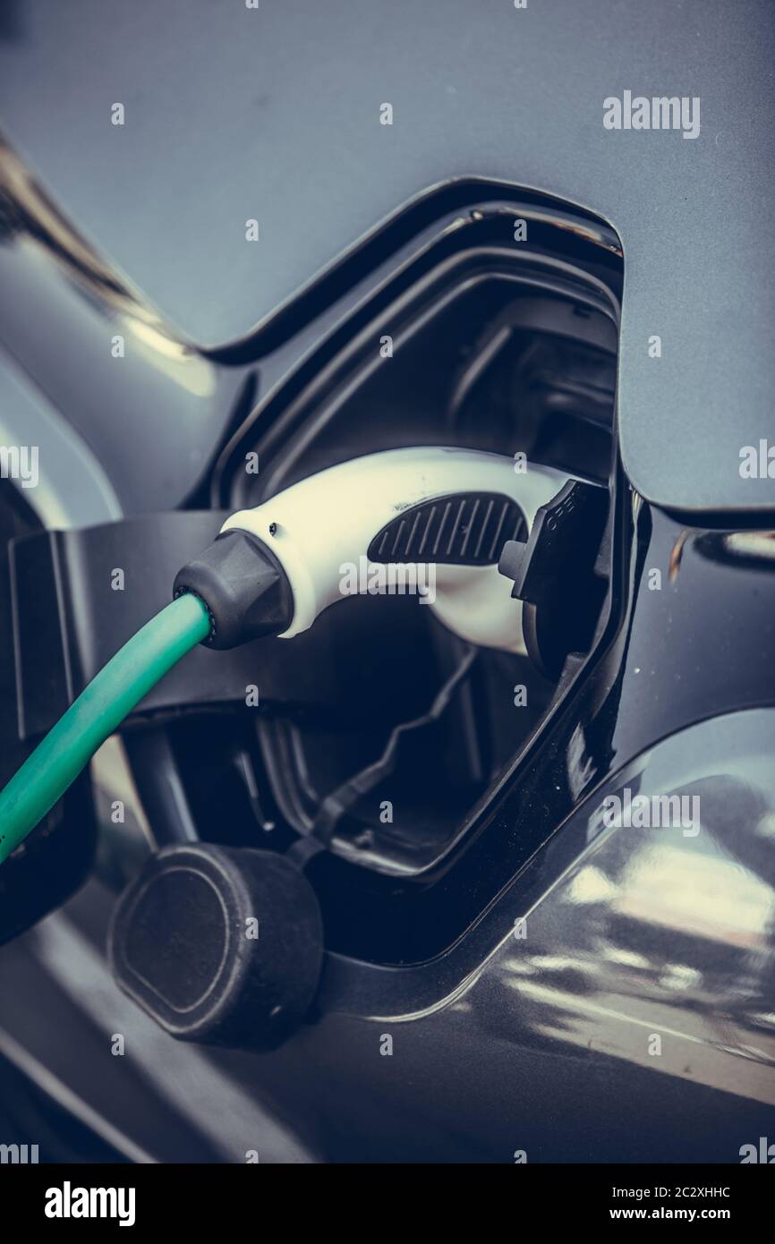 Close up image of an electrical charging station for a car. Stock Photo