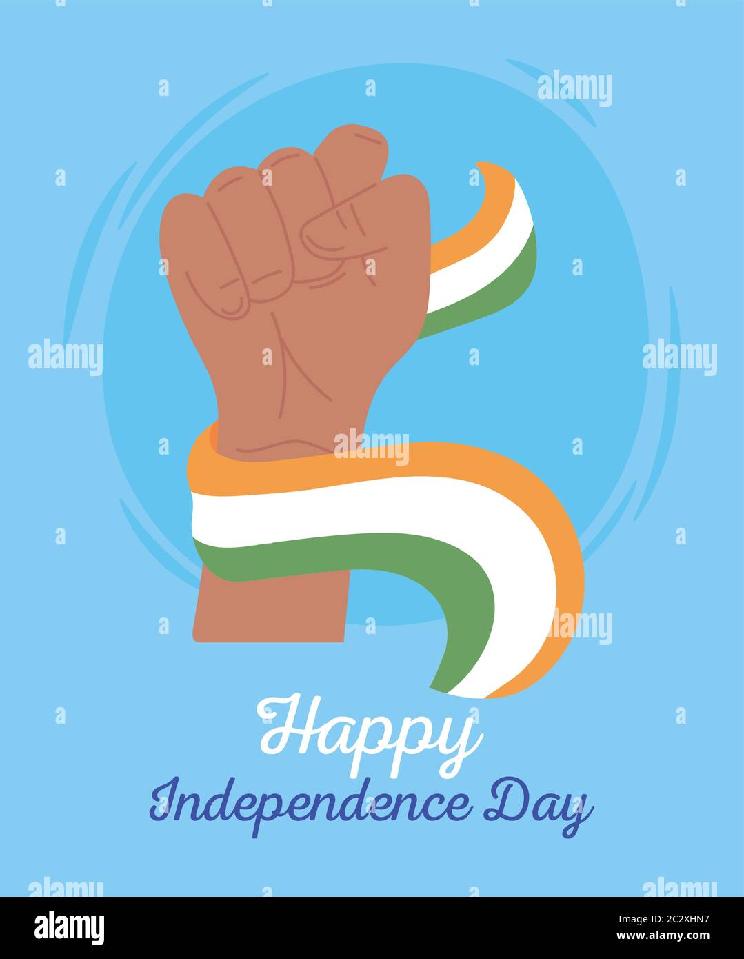 happy independence day india, wrapped raised hand with flag symbol ...
