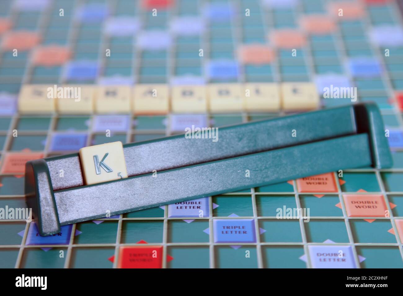 Scrabbles letters tile letter character K Stock Photo Alamy