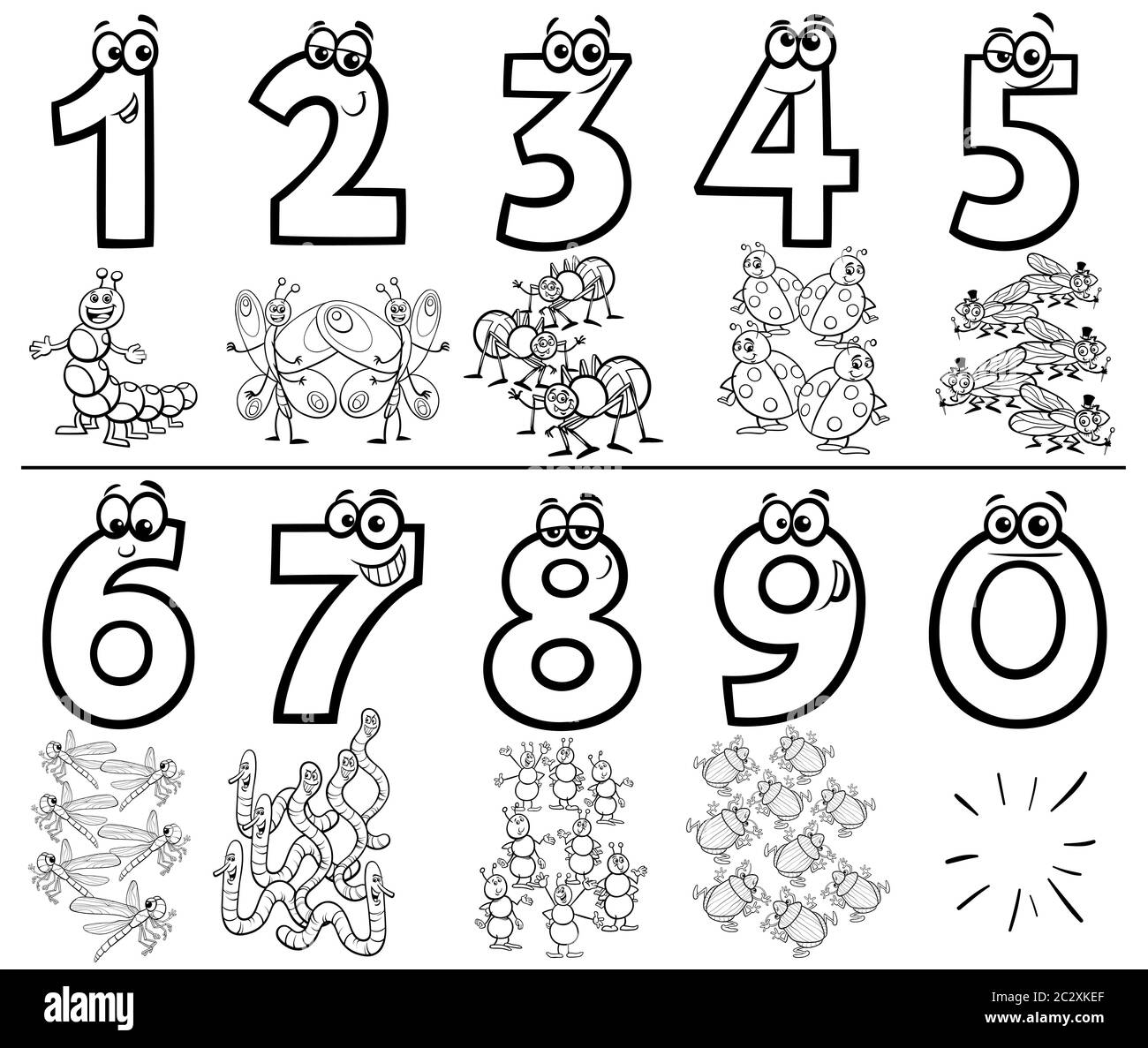 Download Cartoon Numbers Set Coloring Book With Insects Stock Photo Alamy