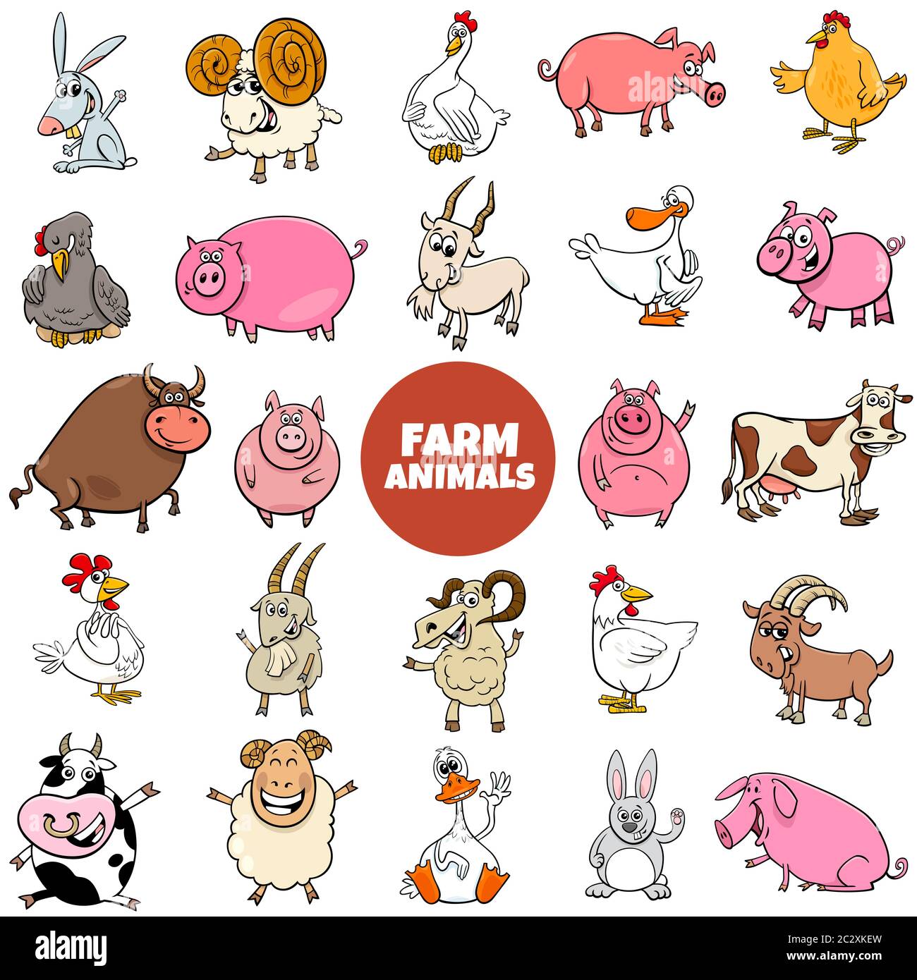 cartoon farm animal characters large set Stock Photo Alamy