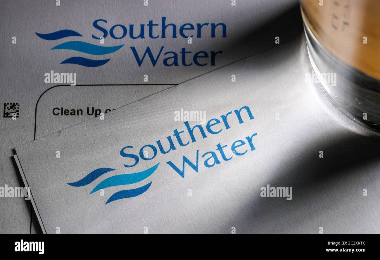 Southern Water bill with a glass of water Stock Photo Alamy