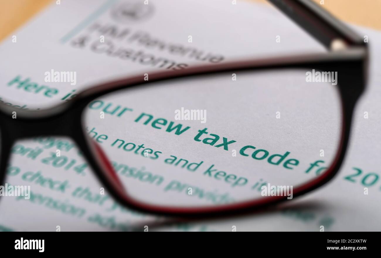 UK HMRC Tax Code form Stock Photo