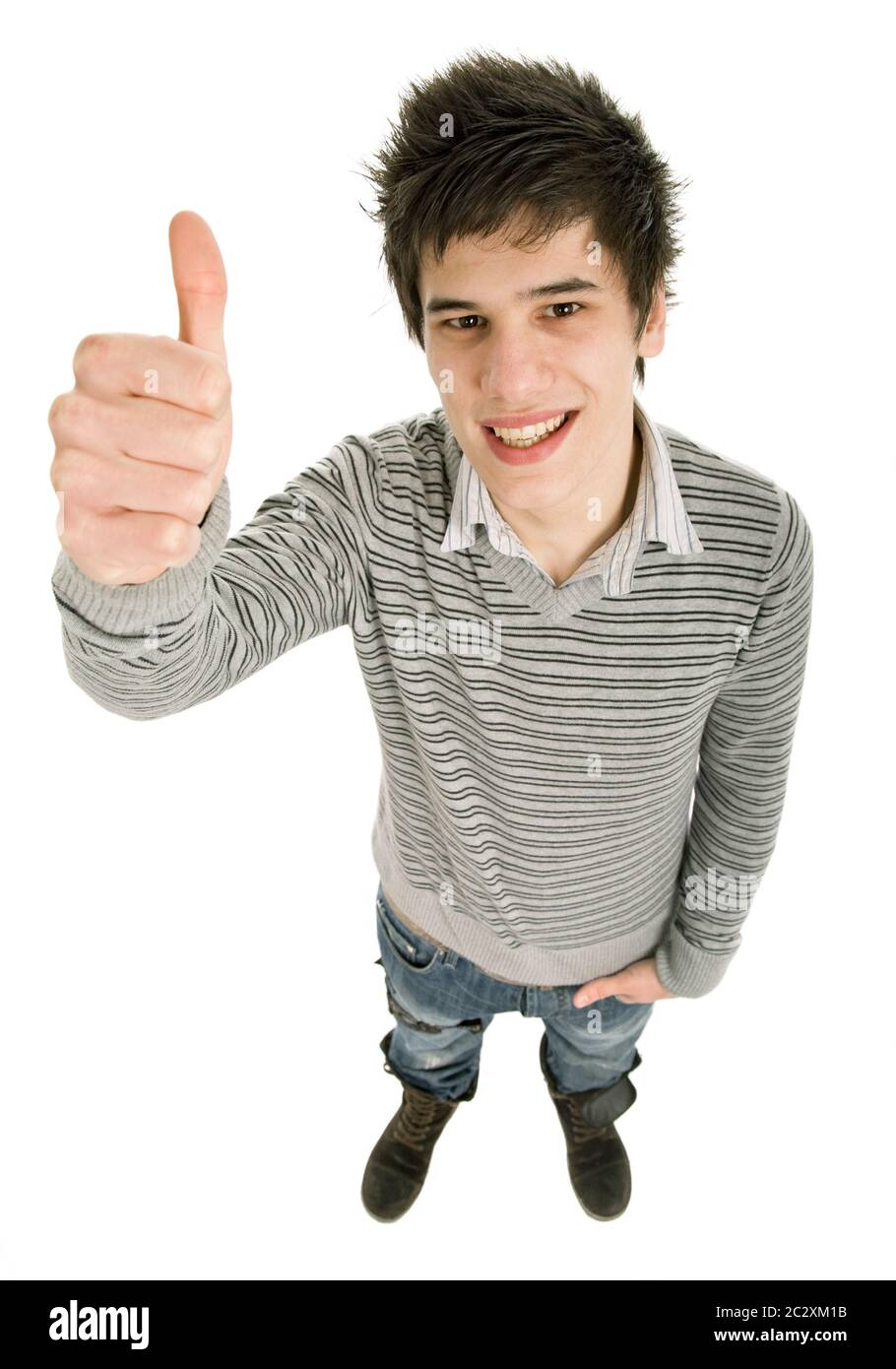 young casual man portrait in a white background Stock Photo - Alamy