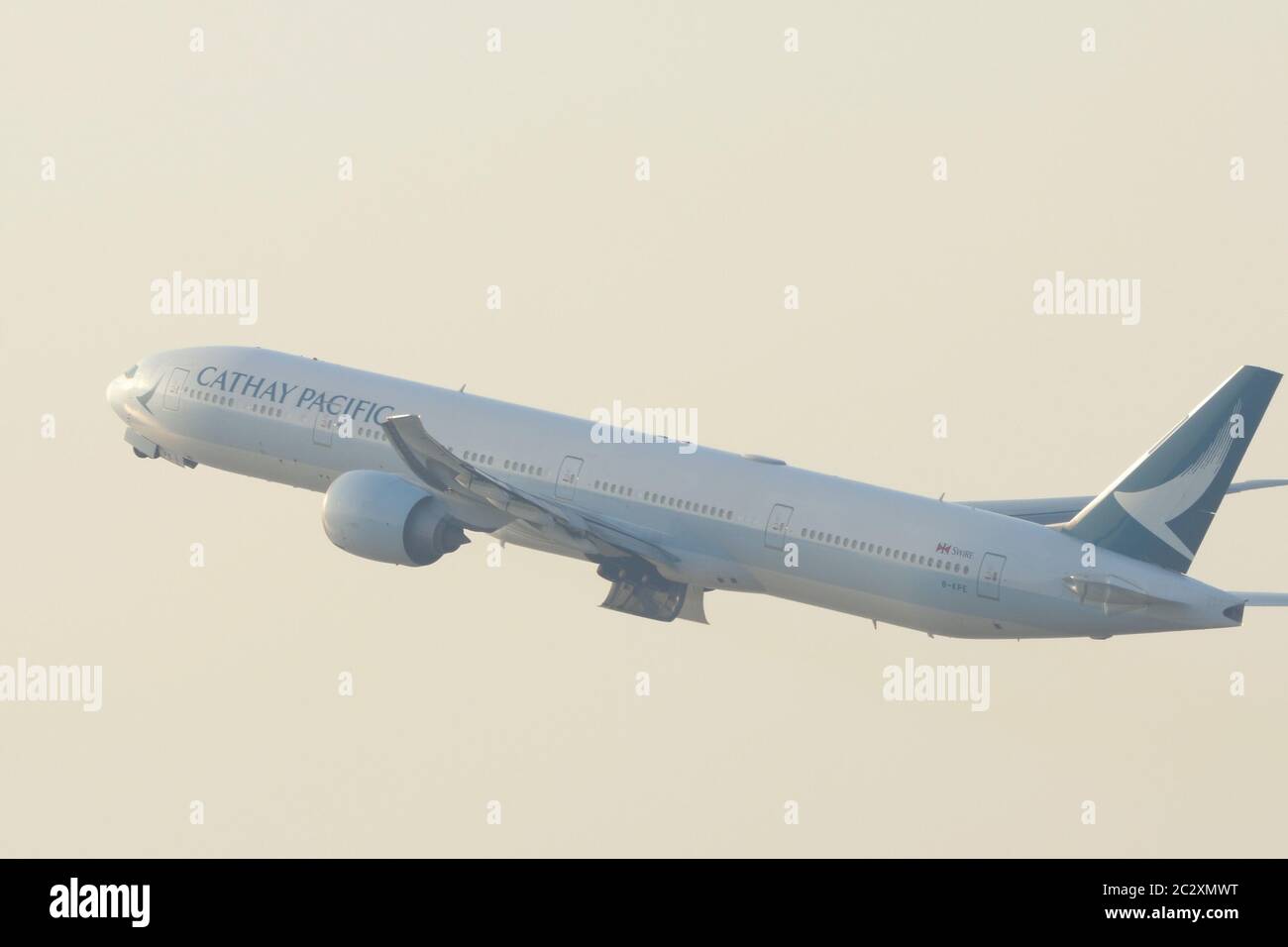 Cathay Pacific departure from Hong Kong Stock Photo