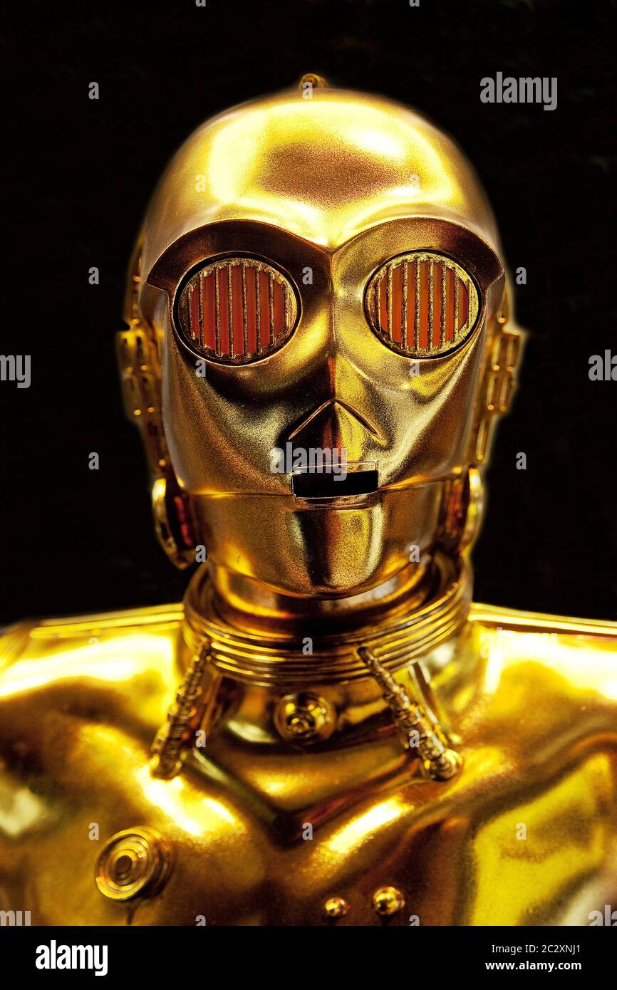 C-3PO, Protocol Droid, replica of the humanoid robot figure from the movie Star Wars, Germany Stock Photo
