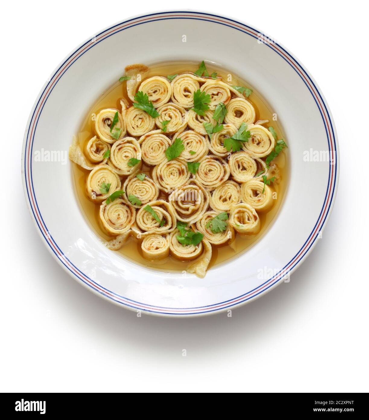 beef broth soup with sliced pancake Stock Photo