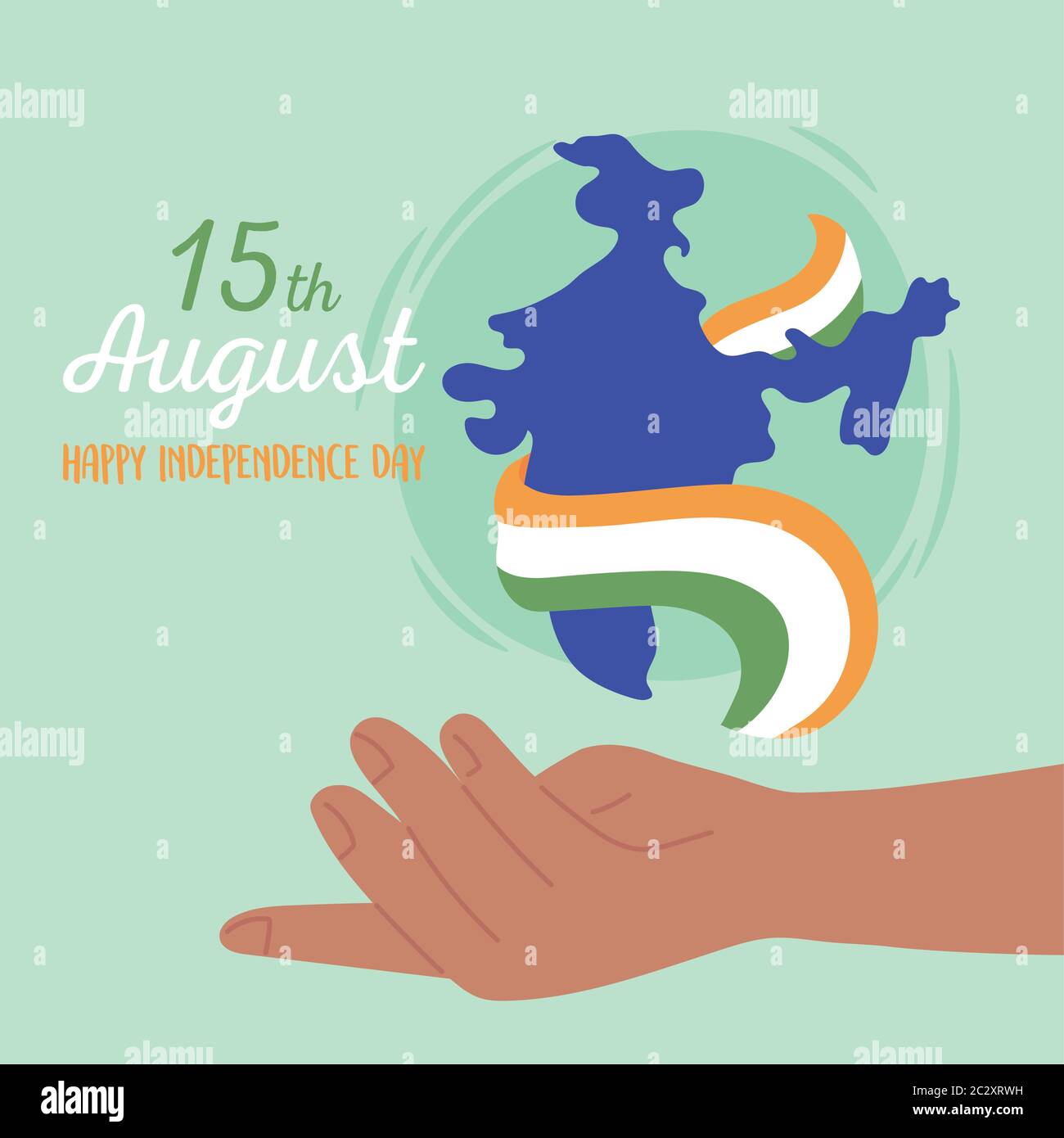 happy independence day india, hand with map and flag national vector ...
