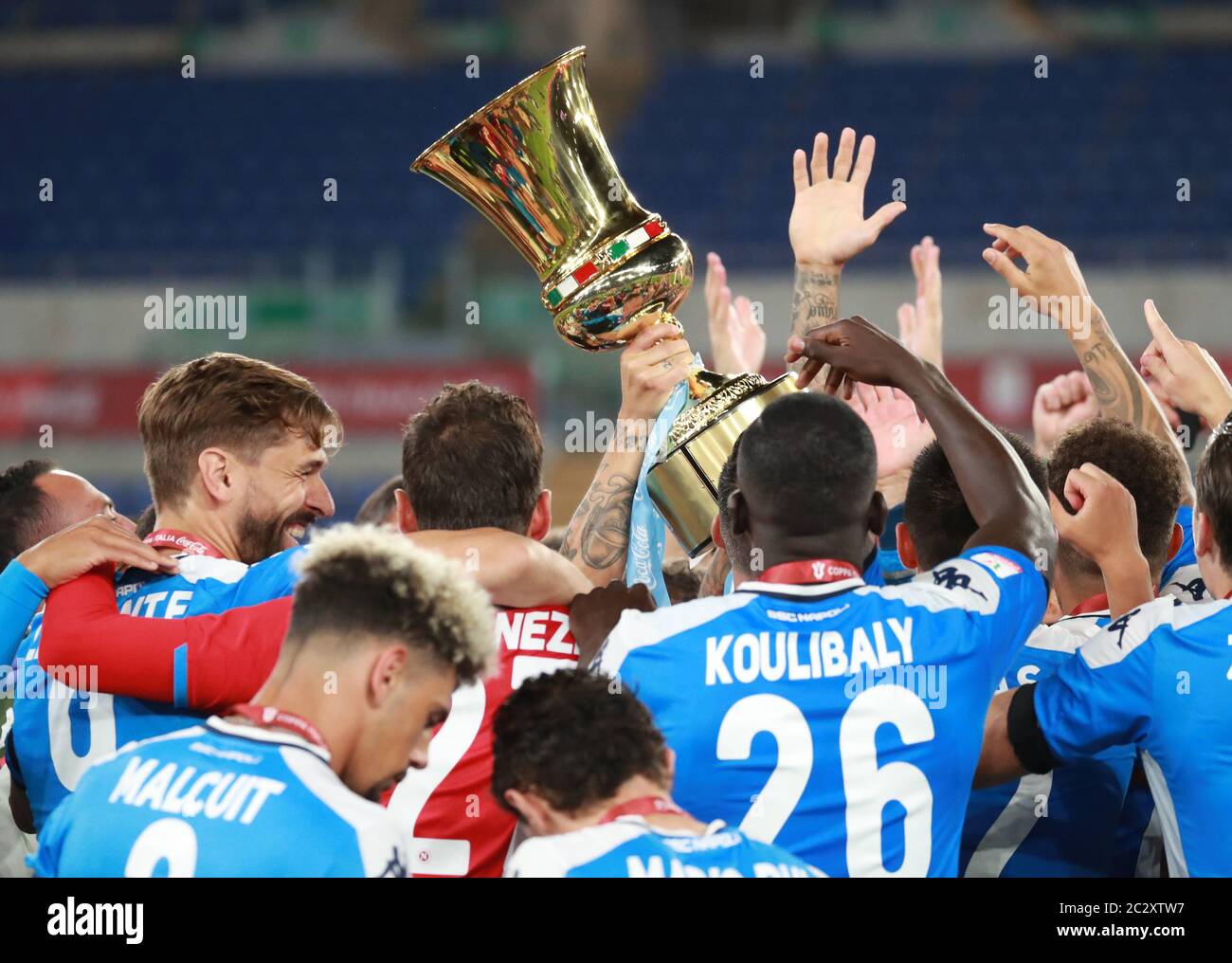 Stadio Olimpico Rome Italy 17th June 2020 Coppa Italia Final Napoli Versus Juventus Players Of Napoli Celebrate Their Win Credit Action Plus Sports Alamy Live News Stock Photo Alamy