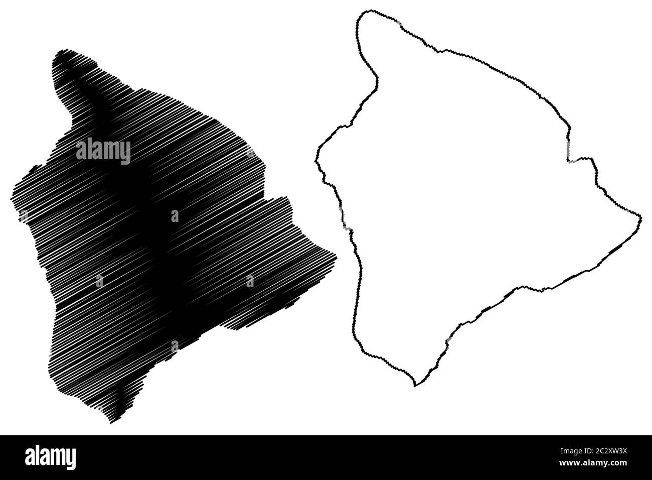 Hawaii County, Hawaii (U.S. county, United States of America, USA, U.S., US, island, archipelago) map vector illustration, scribble sketch map Stock Vector