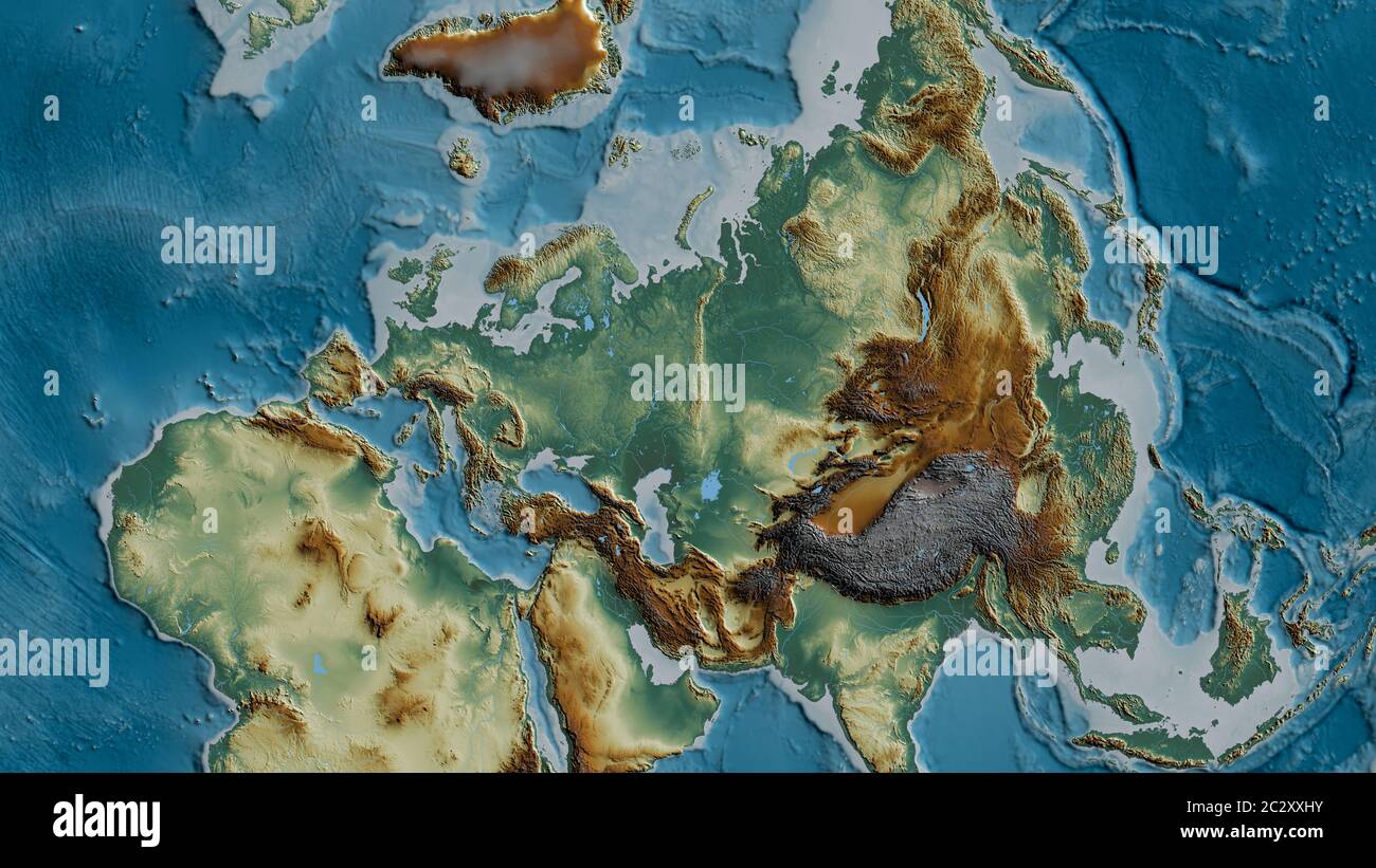 Topographic Map Of Eurasia Relief Map Of The Area Around The Eurasian Tectonic Plate. 3D Rendering  Stock Photo - Alamy