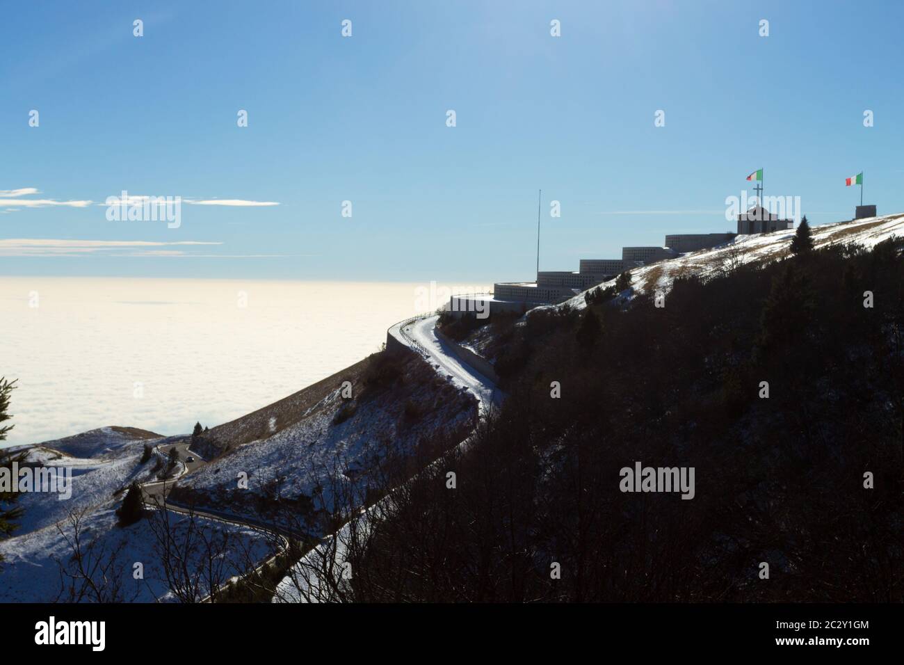 Monte grappa first world war memorial winter view, Italy. Italian landmark Stock Photo