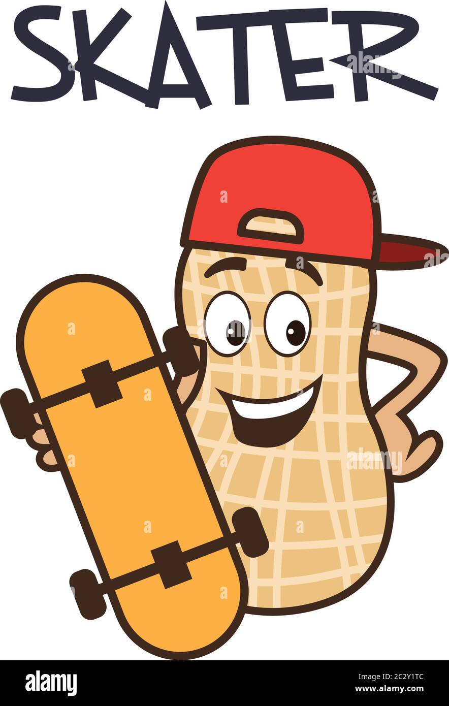 skater peanut cartoon character. vector illustration Stock Vector