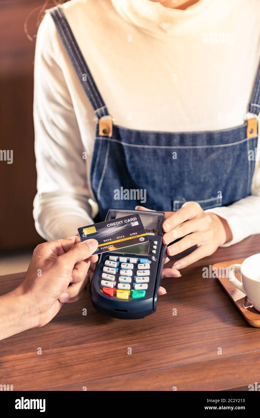 Cafe payment contactless nfs Stock Photo