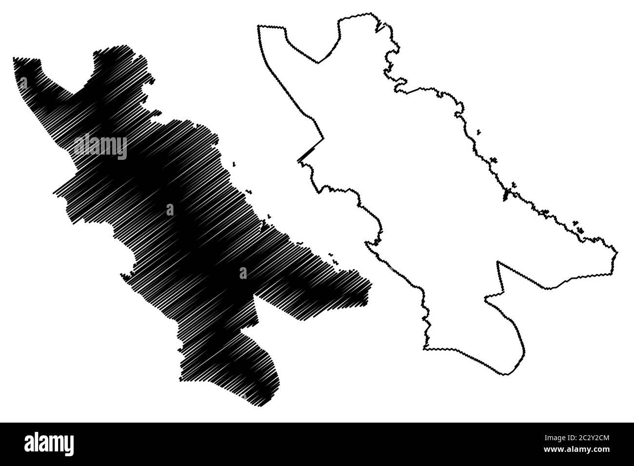 Bar Municipality (Montenegro, Municipalities of Montenegro) map vector illustration, scribble